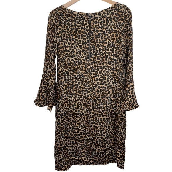 Three Dots Cheetah Animal Print 3/4 Sleeve Boat Neck Sheath Dress sz Small - Picture 7 of 9